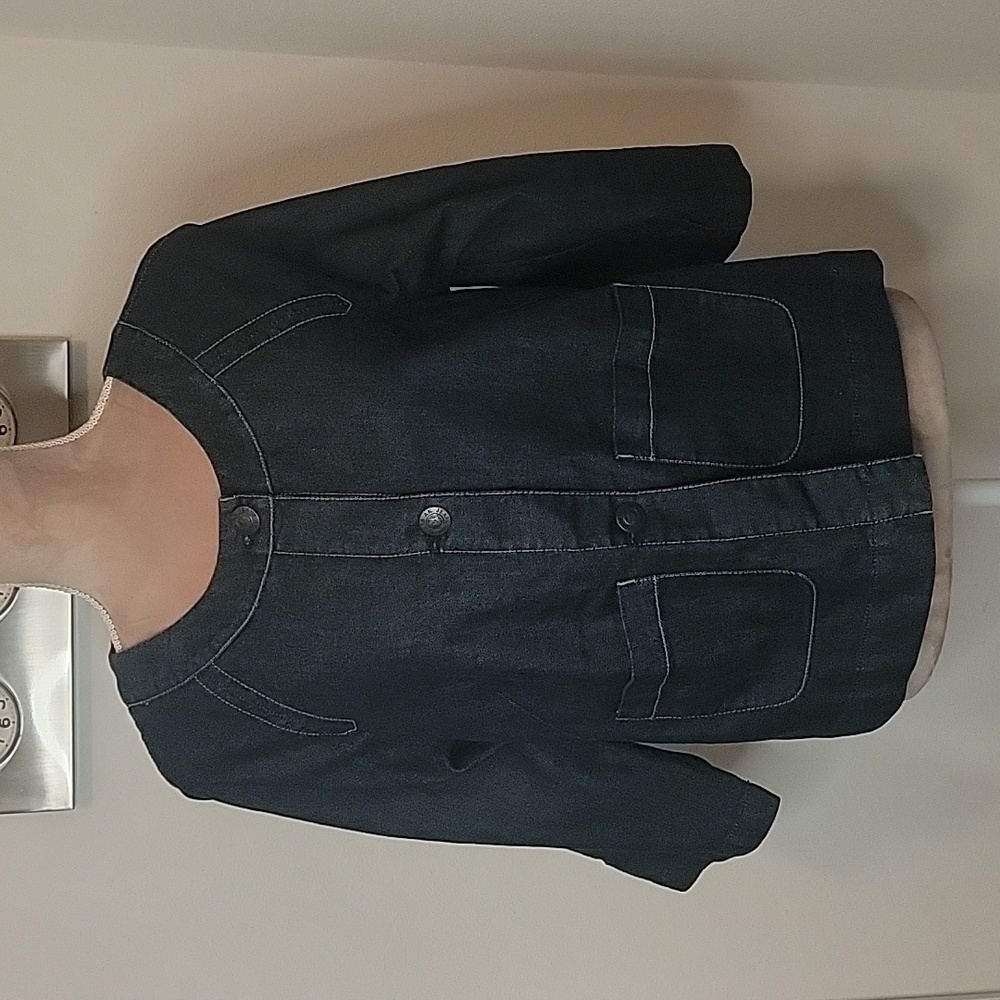 AK Jeans (Anne Klein) Dark Wash Denim Swing Jacket,  3/4 Sleeve, Size M, EUC